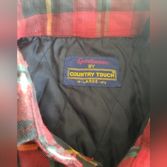 Country Touch Men's Sportswear Shirt Jacket Lined Red Plaid Size Large  16 - Picture 9 of 11